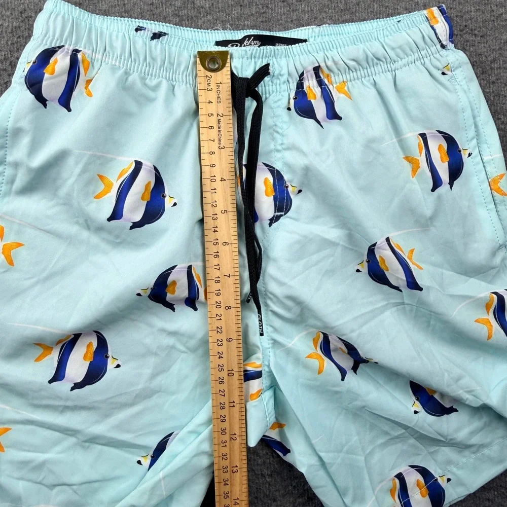 Brooklyn‎ Cloth Kent Ave Volley Swim Trunks Mens Small Light Blue Tropical Fish